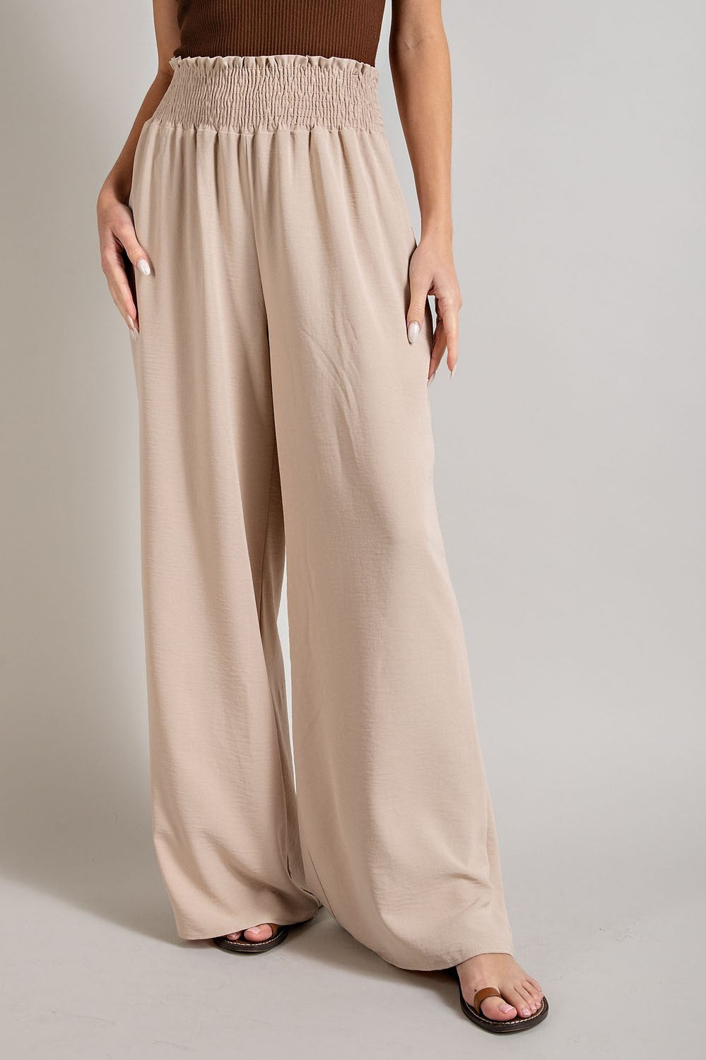 Smocked Wide Leg Pants by ee:some