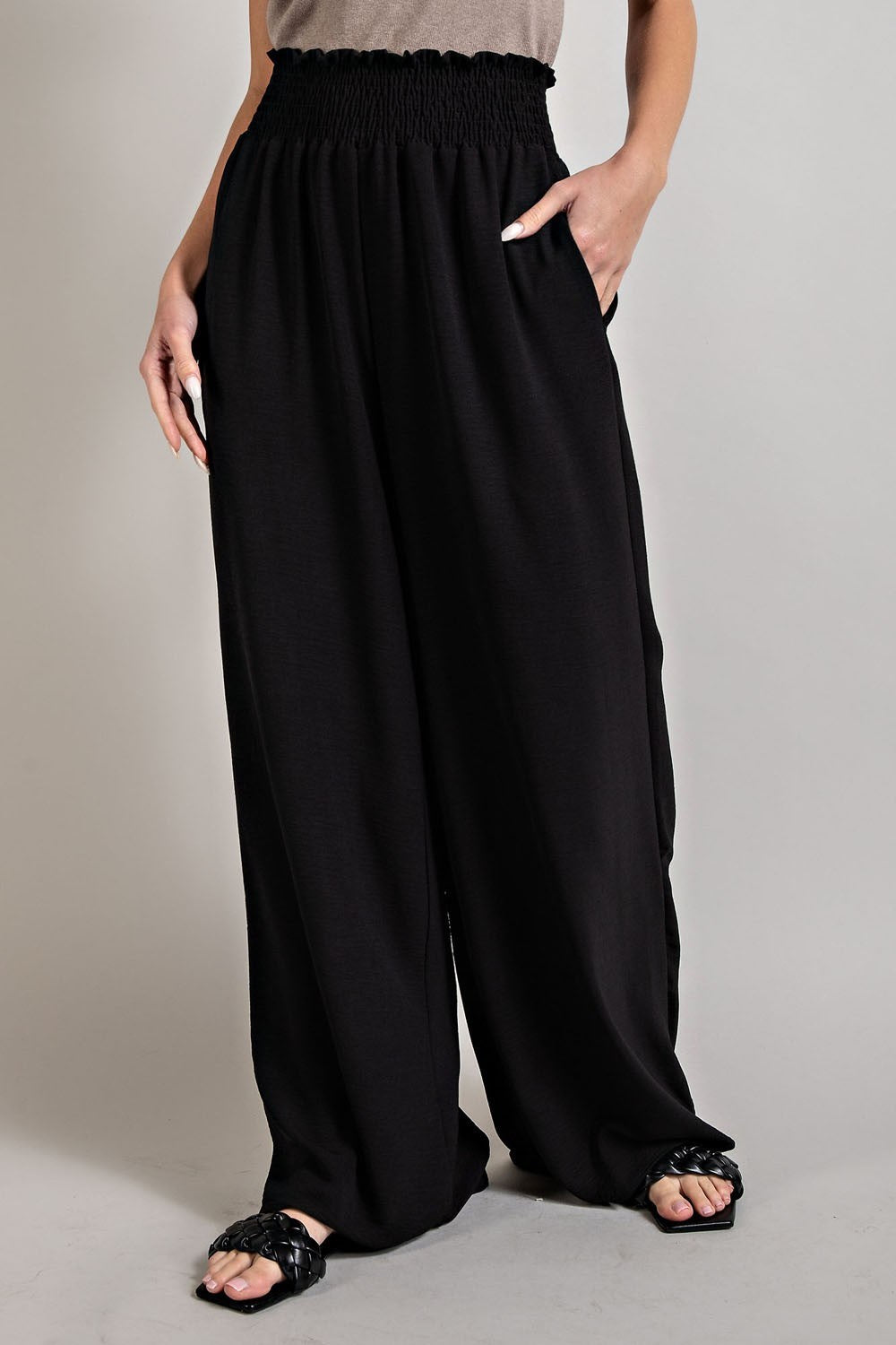 Smocked Wide Leg Pants by ee:some