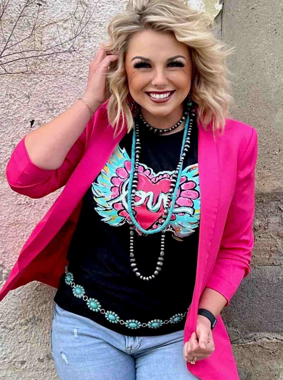 Love Heart Tee on Charblack by Texas True Threads