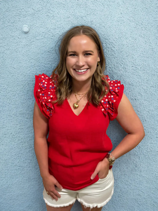 Liberty Top in Red by Washco Apparel