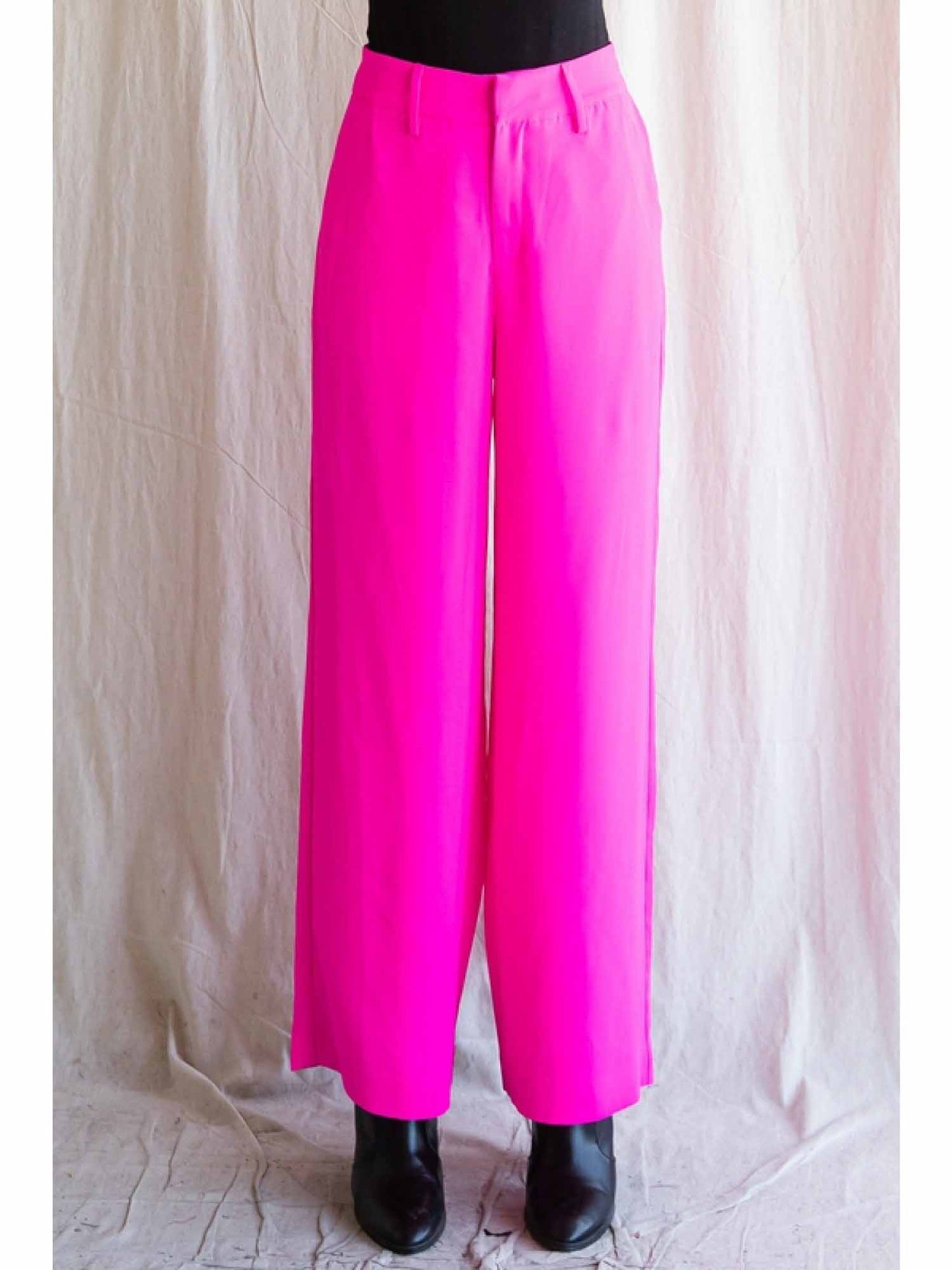 Hot Pink Wide Leg Pants with Pockets by Jodifl