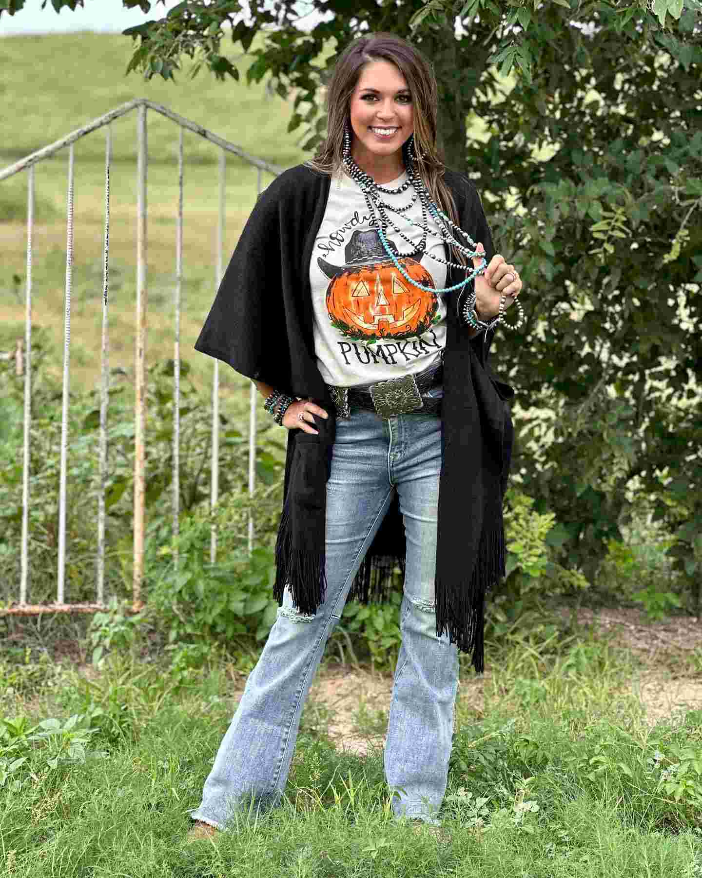 Howdy Pumpkin Tee on Heather Dust by Texas True Threads