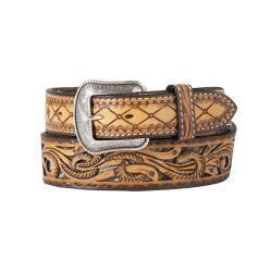 Men's 1 7/8"- 1 1/2" Sunburst Calf Hair Underlay Brown Belt by 3D
