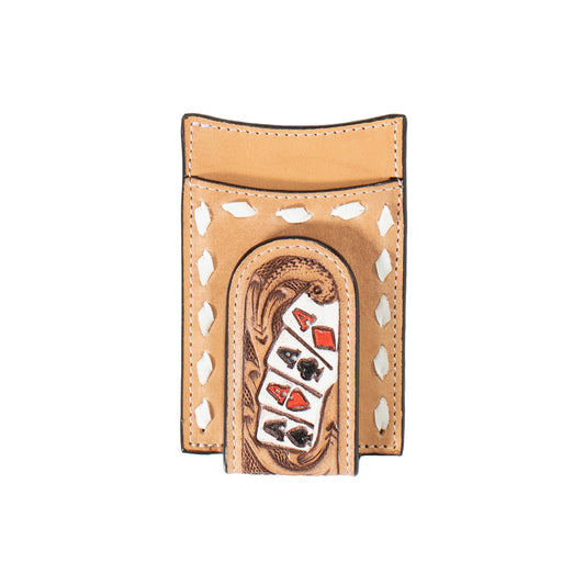 Hand Painted Ace Cards Money Clip in Natural by 3D