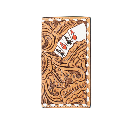 Hand Painted Ace Cards Rodeo Wallet in Natural by 3D