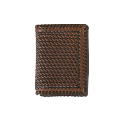 3D Trifold Wallet Basket Weave Sunburst Brown