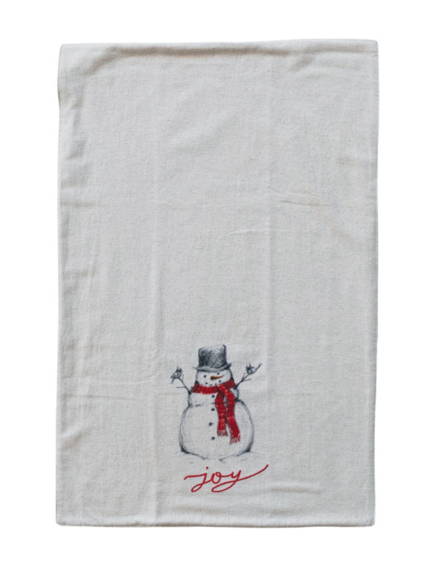 Cotton & Linen Tea Towel with Snowman/Santa Image, 4 Styles by Creative Co-Op