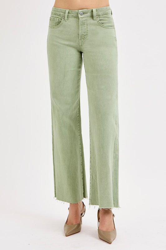 Tummy Control Mid Rise Wide Leg Crops by Risen Jeans