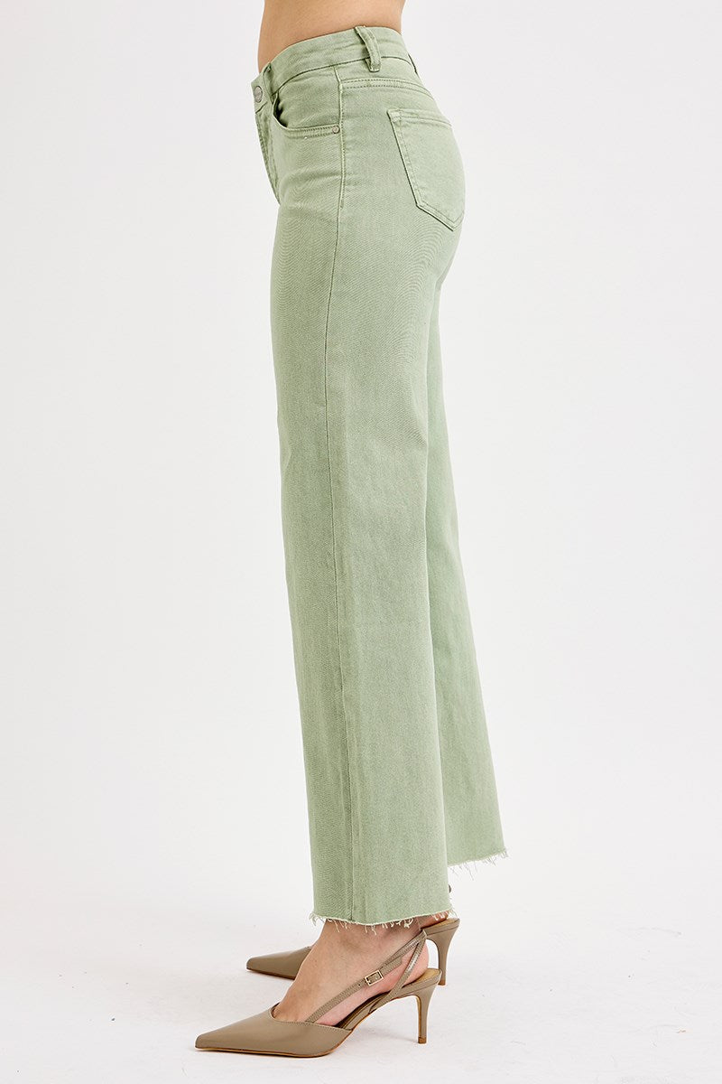 Tummy Control Mid Rise Wide Leg Crops by Risen Jeans