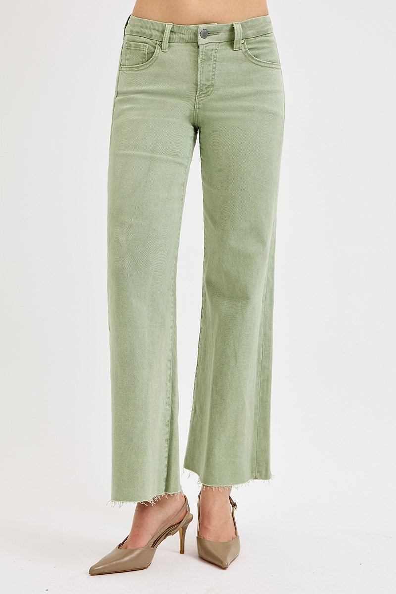 Tummy Control Mid Rise Wide Leg Crops by Risen Jeans