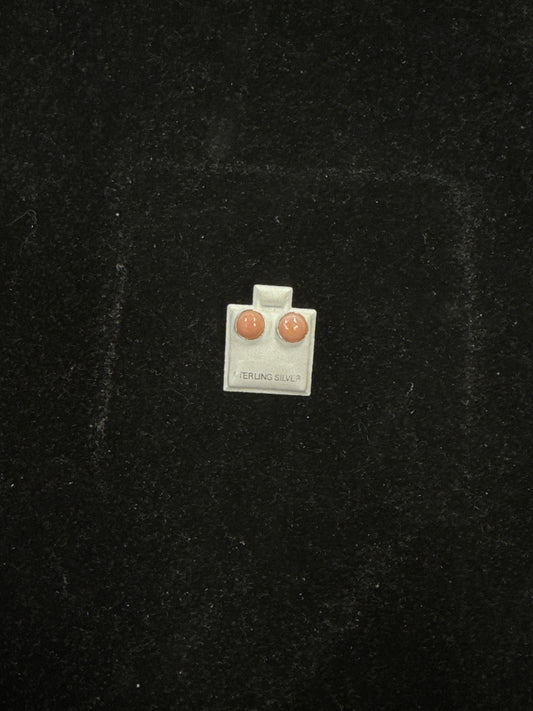 Pink Turquoise and Sterling Silver Stud Earrings