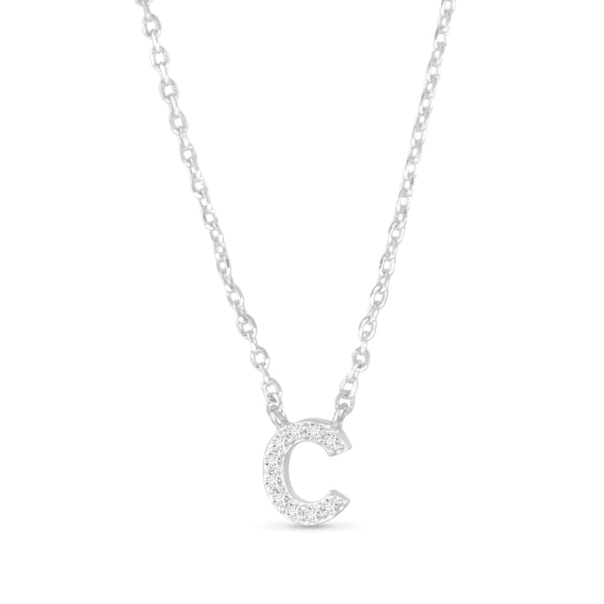 Silver CZ Large Initial Necklace C by Amanda Blu & Co