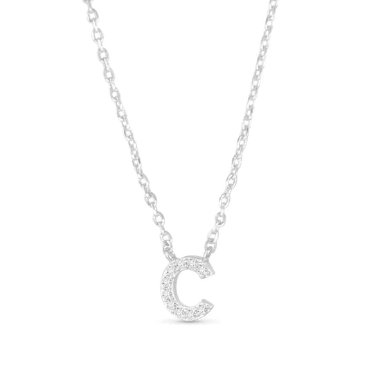 Silver CZ Large Initial Necklace C by Amanda Blu & Co