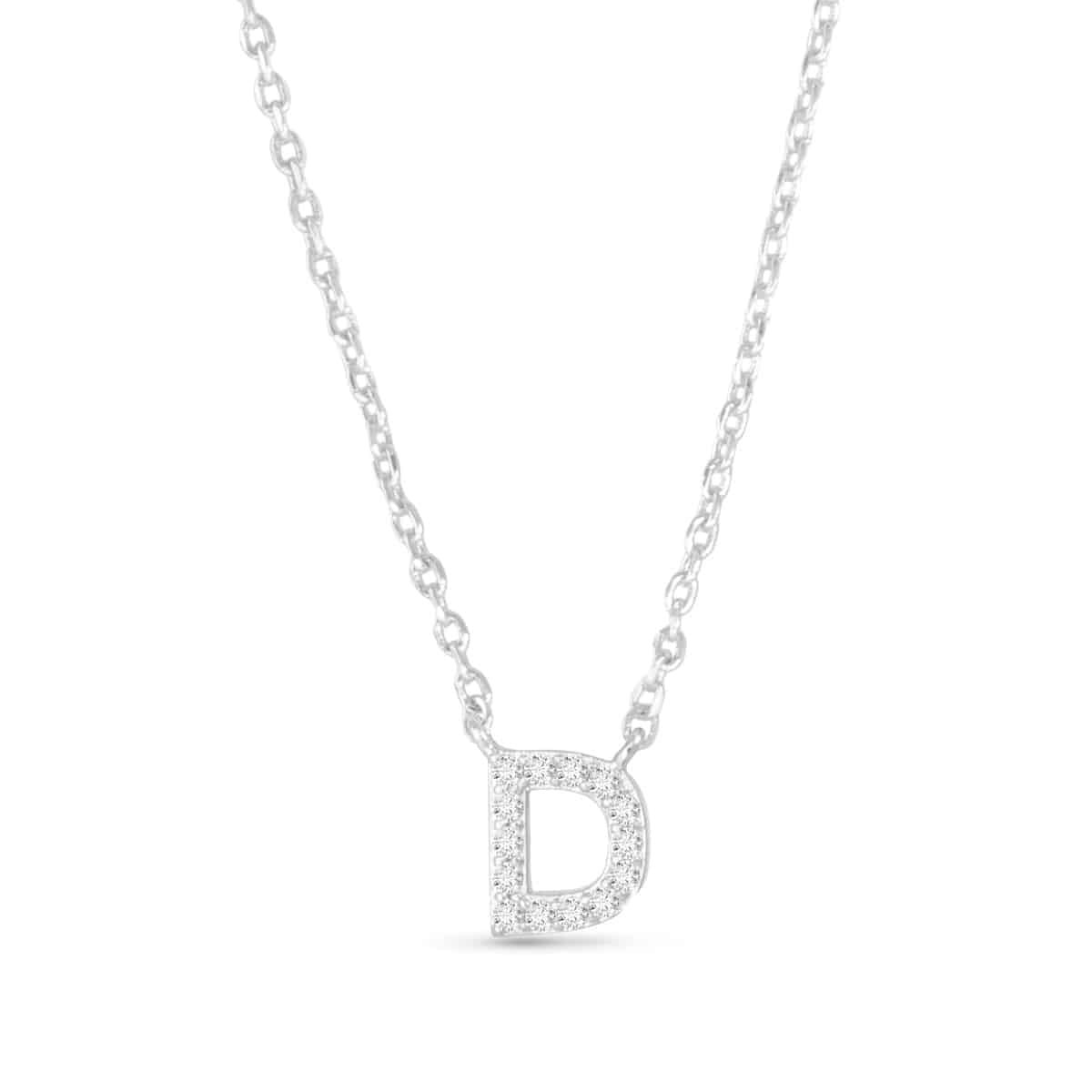 Silver CZ Large Initial Necklace D by Amanda Blu & Co
