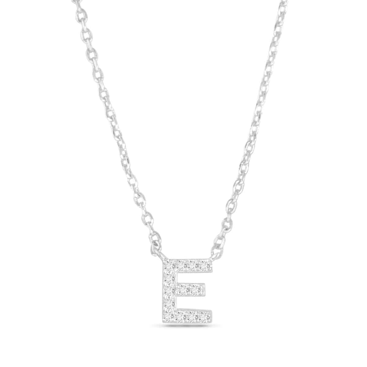 Silver CZ Large Initial Necklace E by Amanda Blu & Co