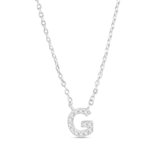 Silver CZ Large Initial Necklace G by Amanda Blu & Co