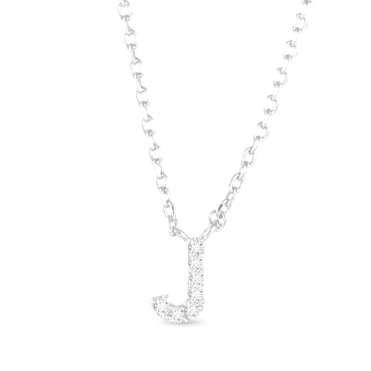 Silver CZ Large Initial Necklace J by Amanda Blu & Co