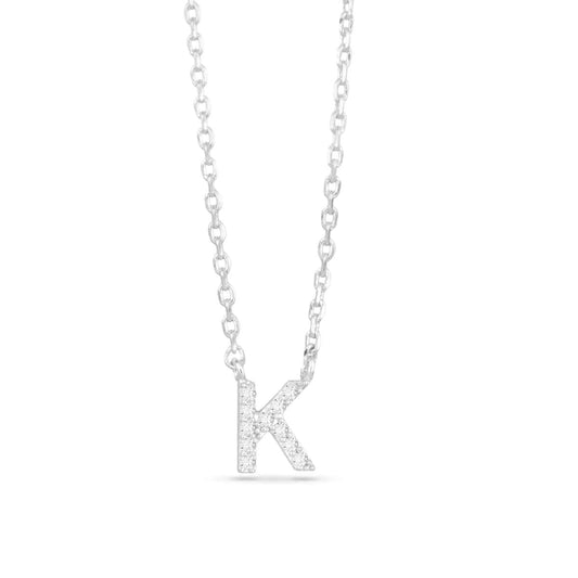 Silver CZ Large Initial Necklace K by Amanda Blu & Co