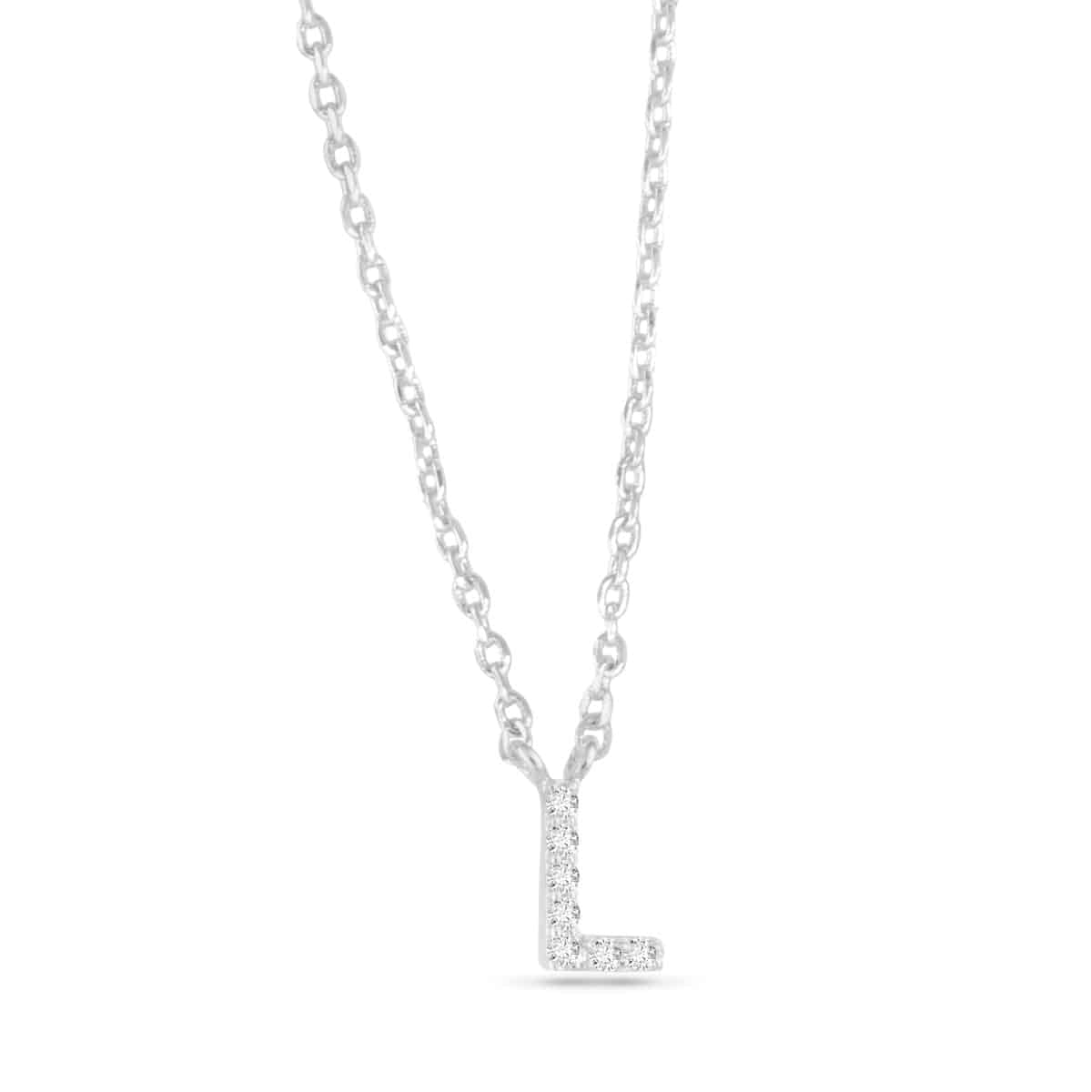 Silver CZ Large Initial Necklace L by Amanda Blu & Co