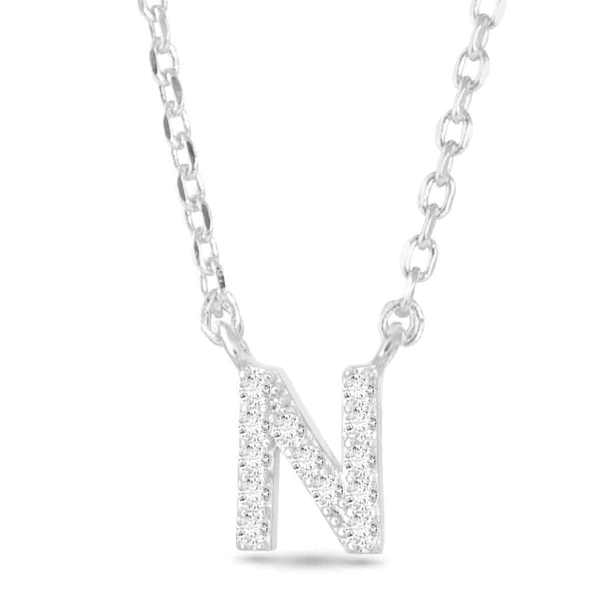 Silver CZ Large Initial Necklace N by Amanda Blu & Co