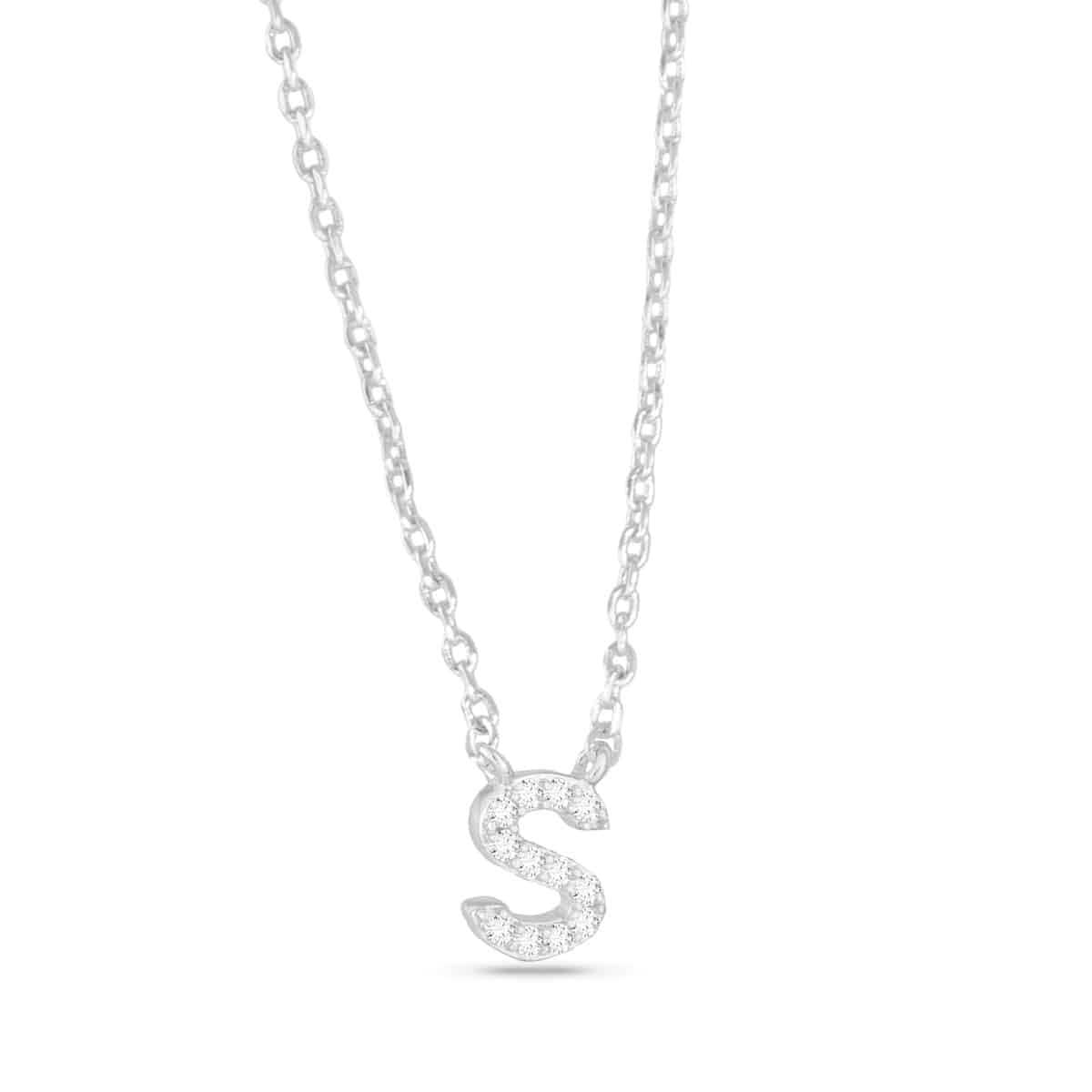 Silver CZ Large Initial Necklace S by Amanda Blu & Co