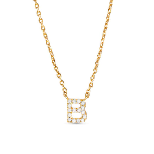 Gold CZ Large Initial Necklace B by Amanda Blu & Co