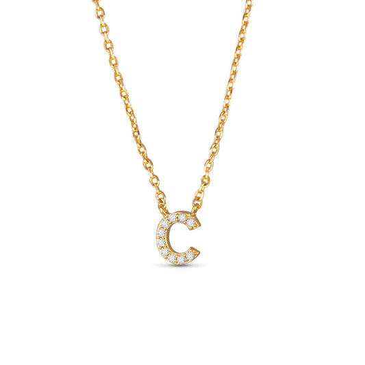 Gold CZ Large Initial Necklace C by Amanda Blu & Co