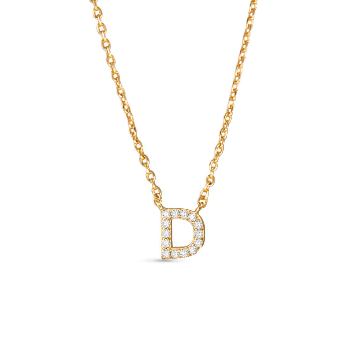 Gold CZ Large Initial Necklace D by Amanda Blu & Co