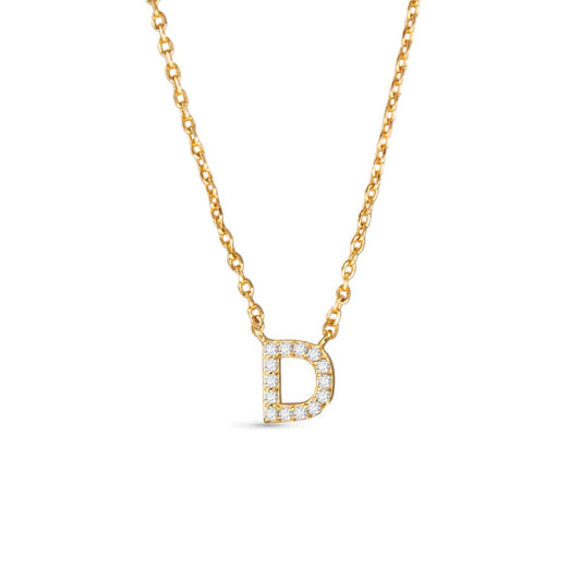 Gold CZ Large Initial Necklace D by Amanda Blu & Co