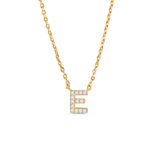 Gold CZ Large Initial Necklace E by Amanda Blu & Co