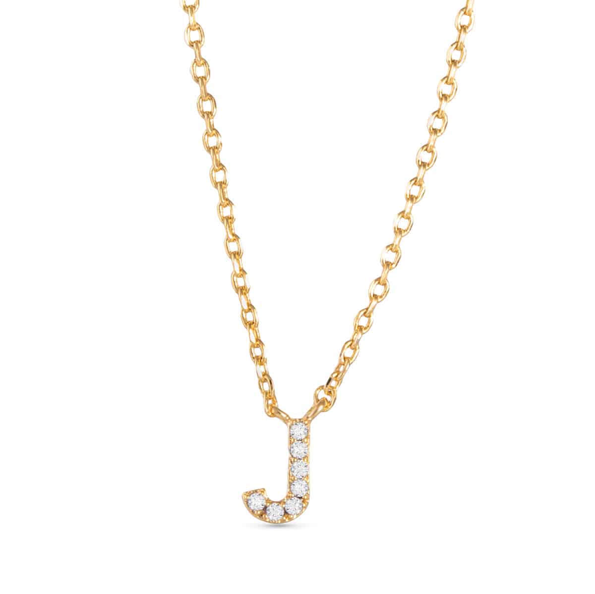 Gold CZ Large Initial Necklace J by Amanda Blu & Co
