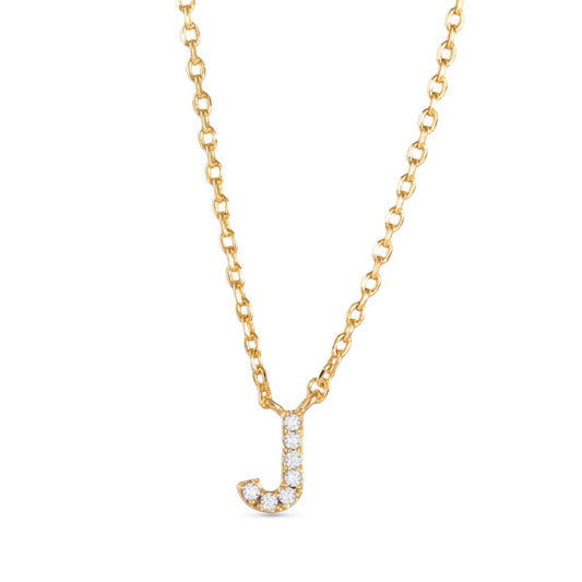 Gold CZ Large Initial Necklace J by Amanda Blu & Co