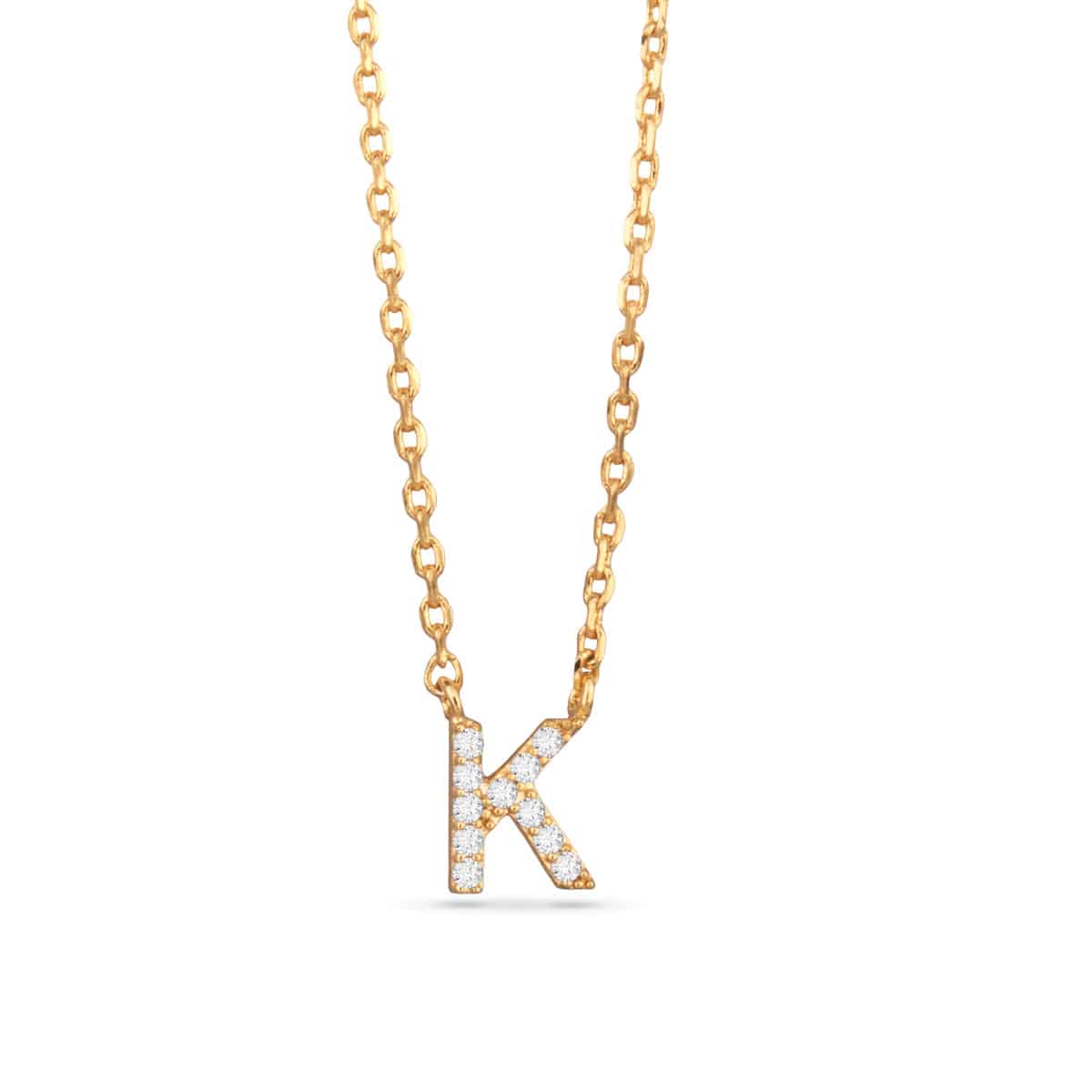 Gold CZ Large Initial Necklace K by Amanda Blu & Co
