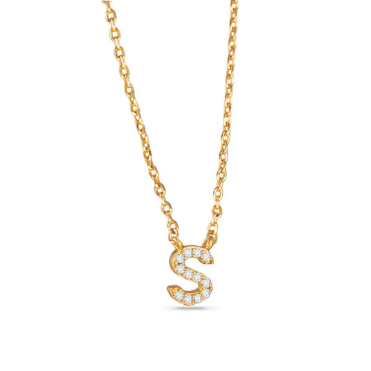 Gold CZ Large Initial Necklace S by Amanda Blu & Co