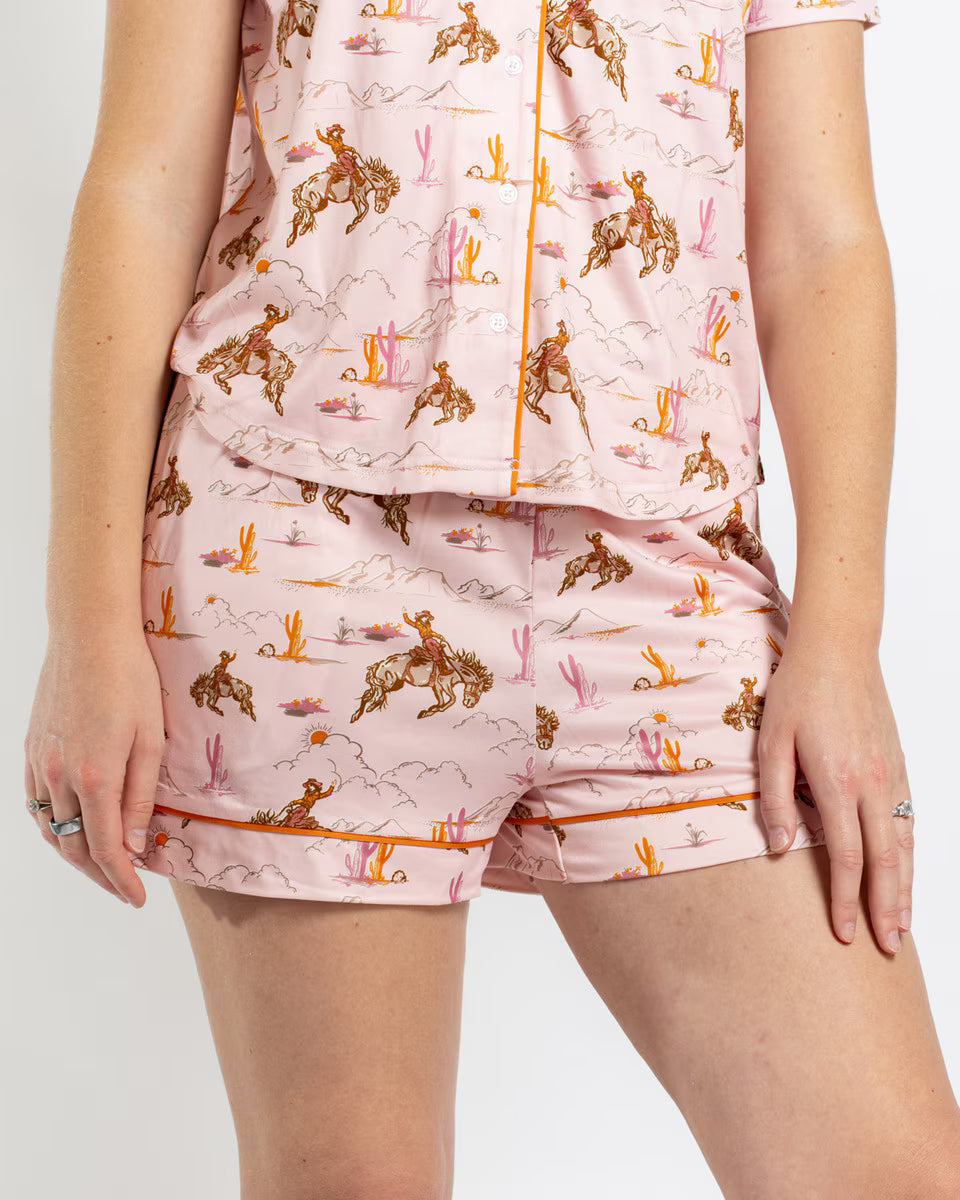 Howdy Hunny Sleep Shorts | Pink/Multi - The Royal Standard