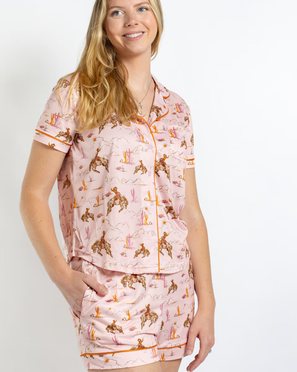 Howdy Hunny Sleep Shorts | Pink/Multi - The Royal Standard