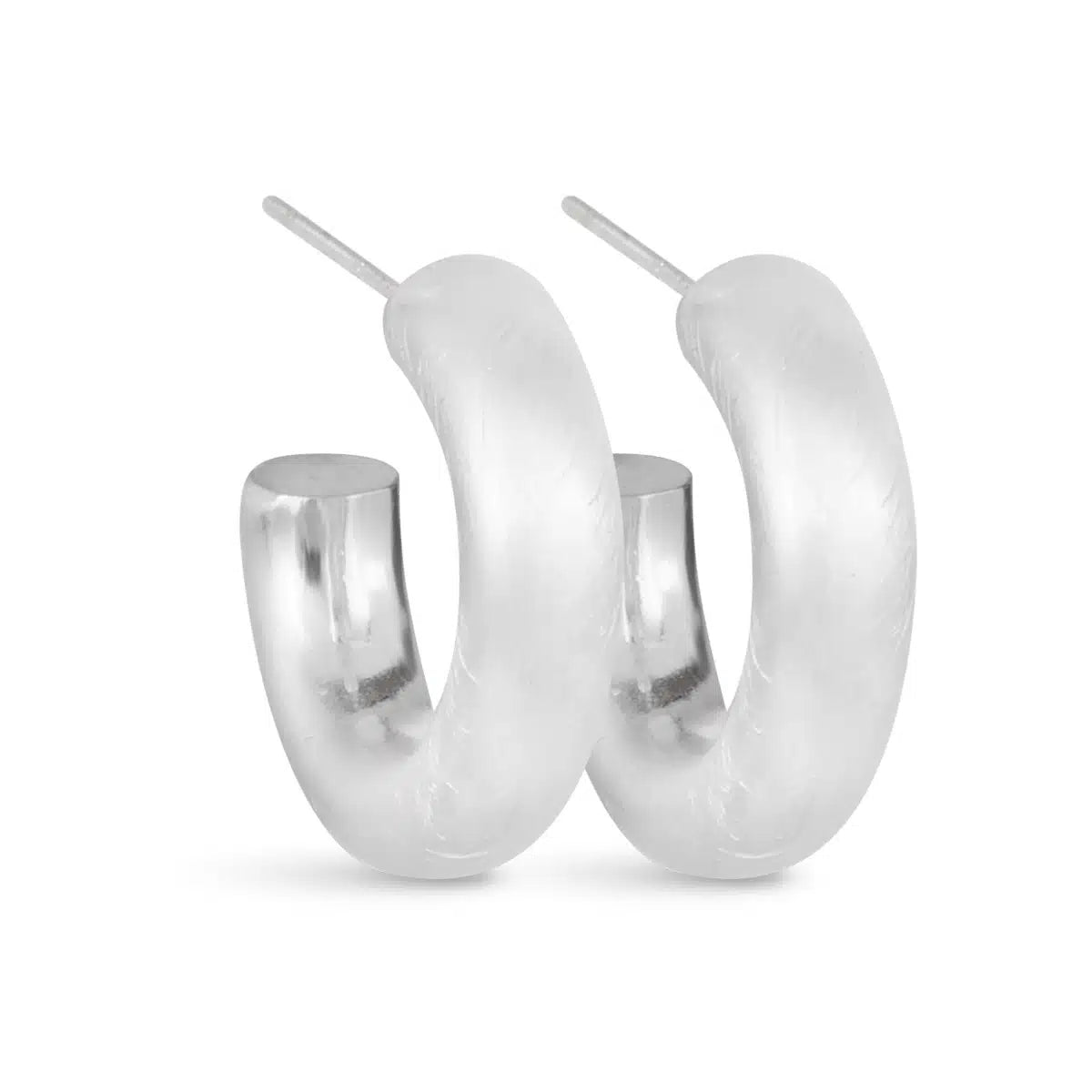 Olivia Matte Huggie Hoop Silver by Amanda Blu & Co