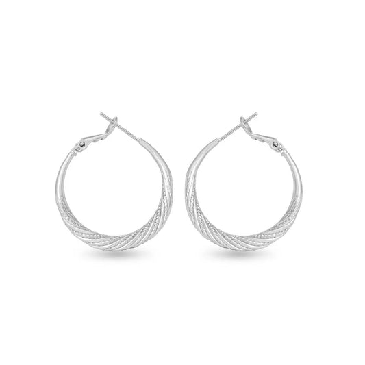 Ivy Textured Twisted Hoop Silver by Amanda Blu & Co