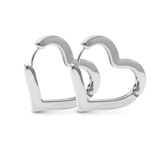 Sara Polished Heart Hoop Silver by Amanda Blu & Co