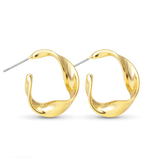 Ashley Polished Twisted Hoop Gold by Amanda Blu & Co