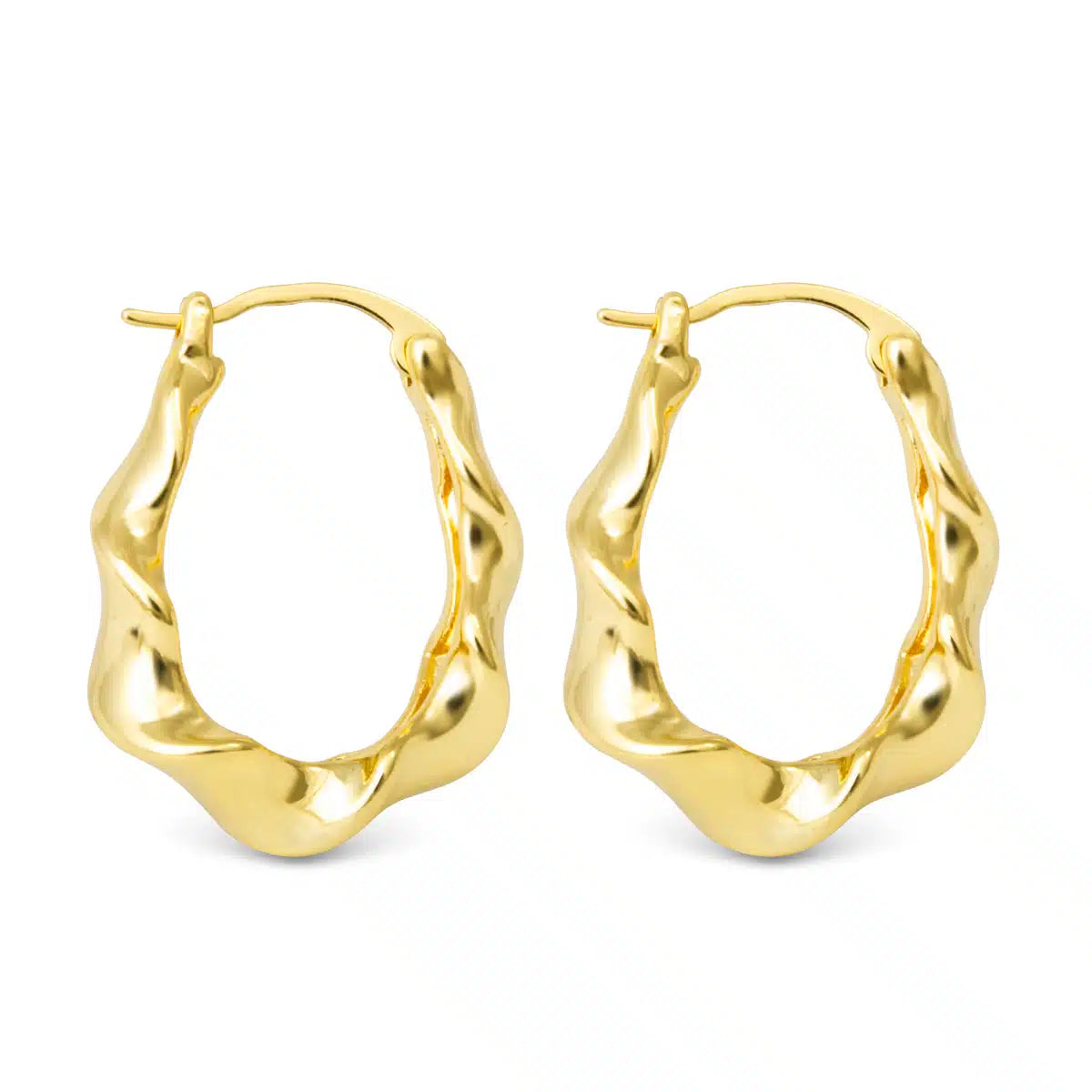 Hailey Polished Twisted Oval Hoop Gold by Amanda Blu & Co