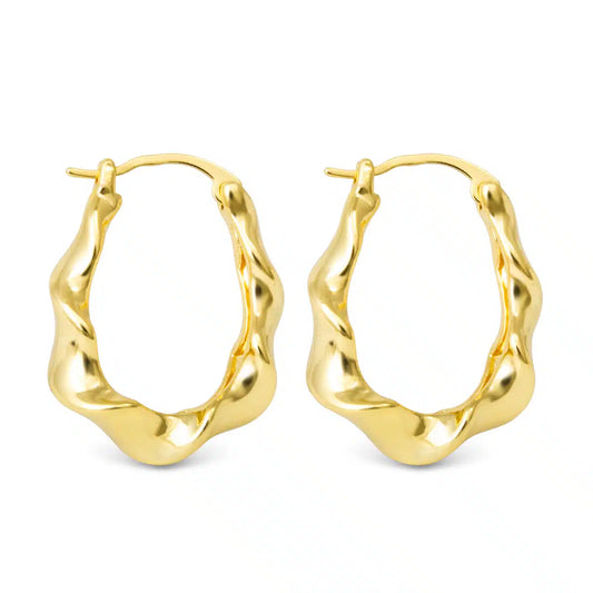Hailey Polished Twisted Oval Hoop Gold by Amanda Blu & Co
