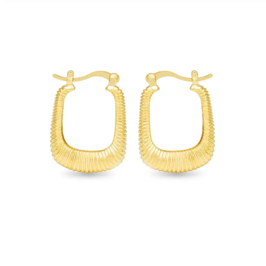 Angelina Polished Ribbed Square Hoop Gold by Amanda Blu & Co