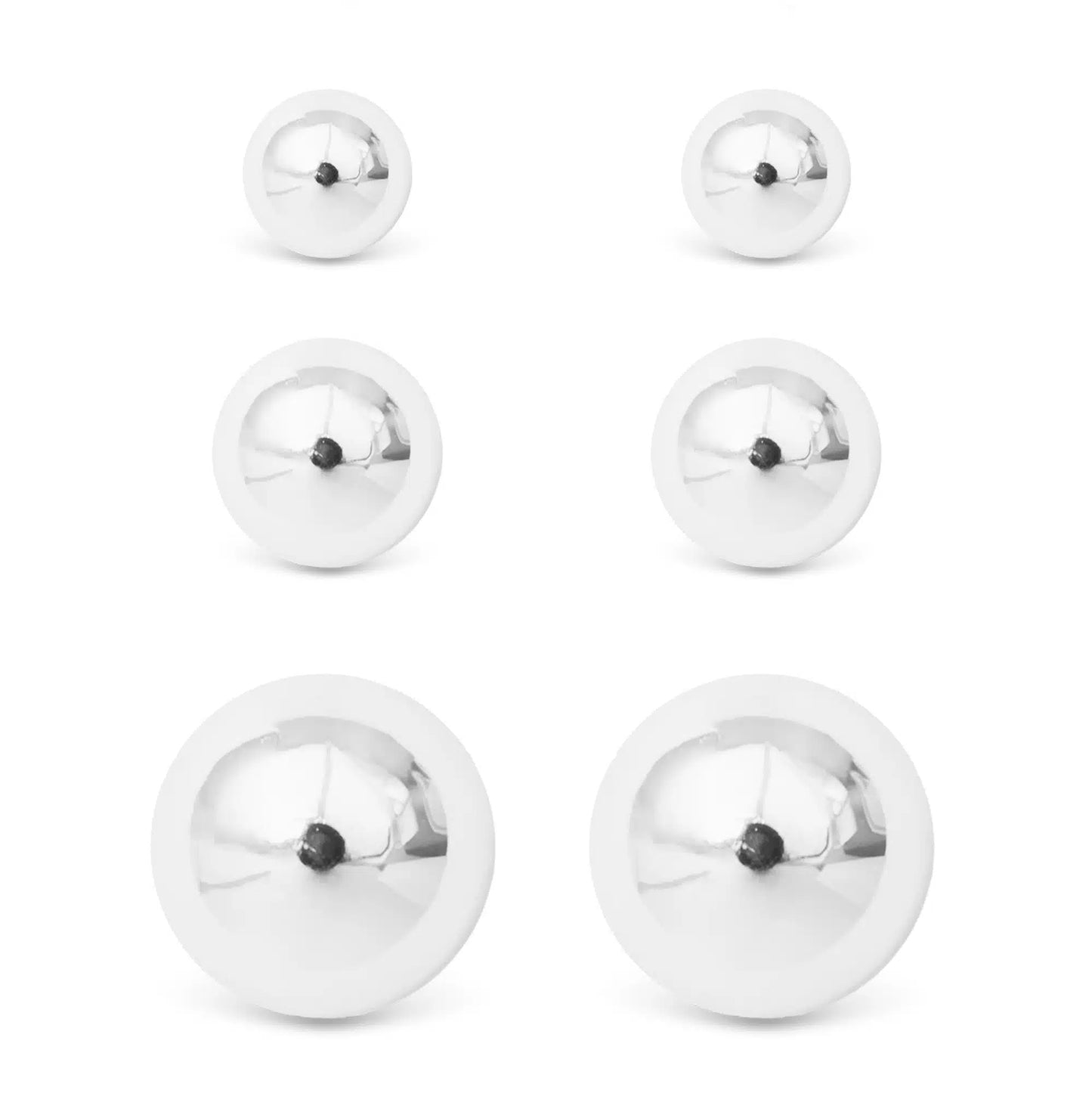 Silver Crystal Polished Ball Stud Triplet by Amanda Blu & Co