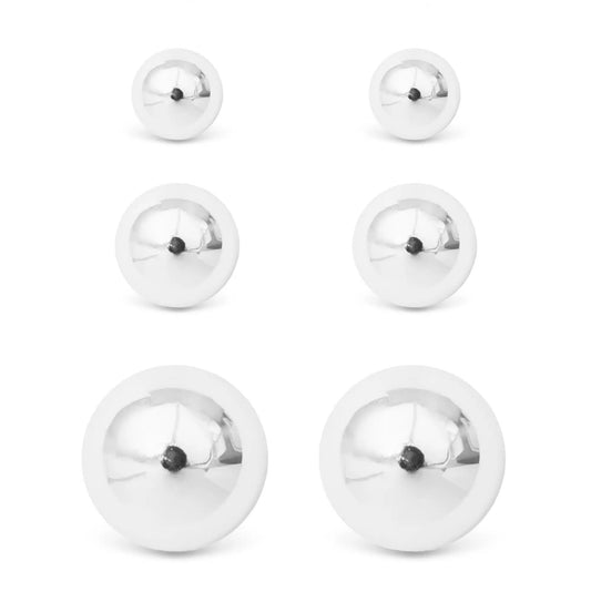 Silver Crystal Polished Ball Stud Triplet by Amanda Blu & Co