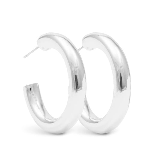Silver Savannah Polished Hoop by Amanda Blu & Co