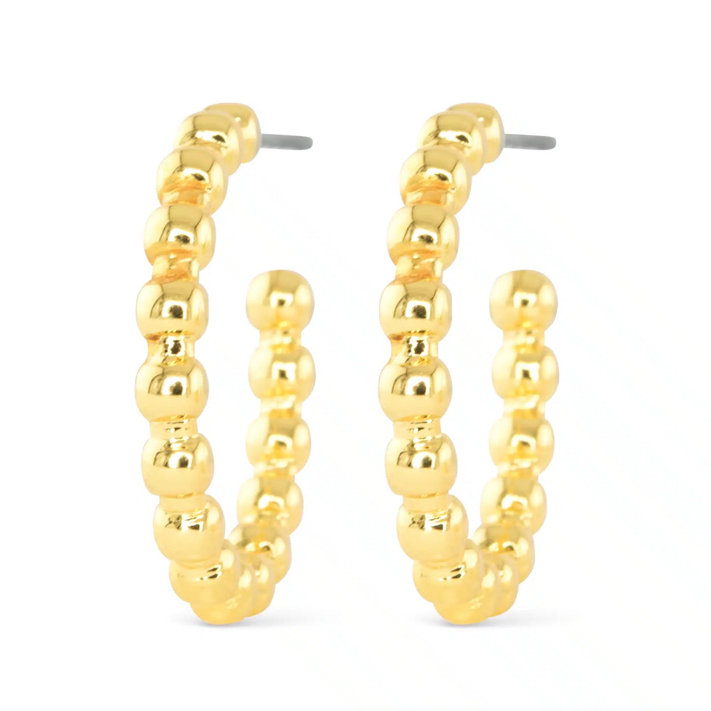 Gold Beaded Hoop Earrings by Amanda Blu & Co