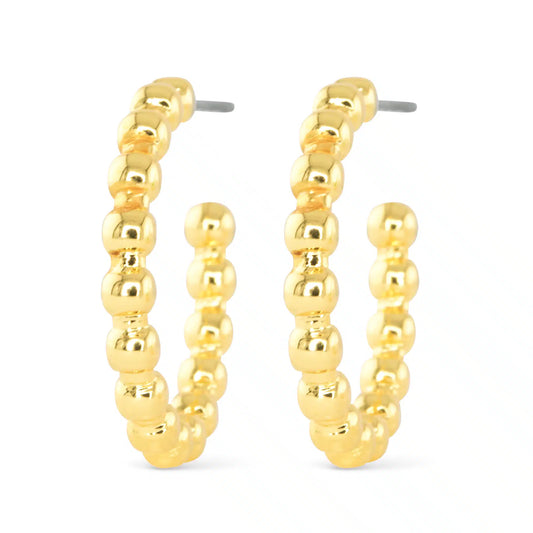 Gold Beaded Hoop Earrings by Amanda Blu & Co