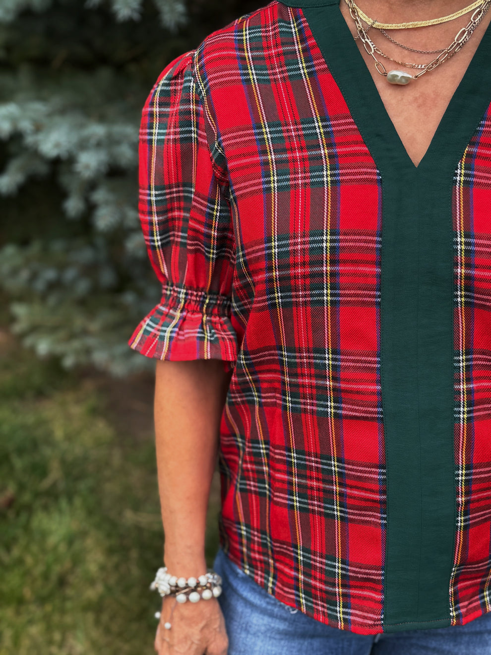 Belle Top in Red Multi by Washco Apparel