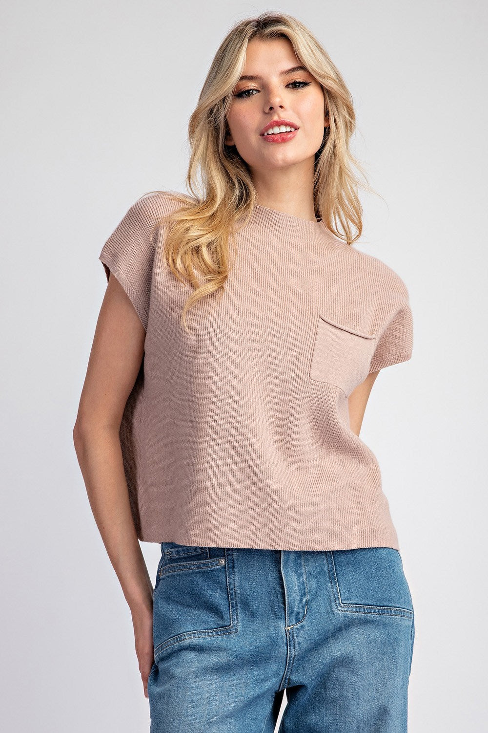 Short Sleeve Sweater Top in Coco by ee:some